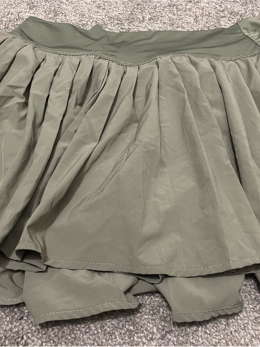 Olive Green Pleated Skater Skirt - Unbranded